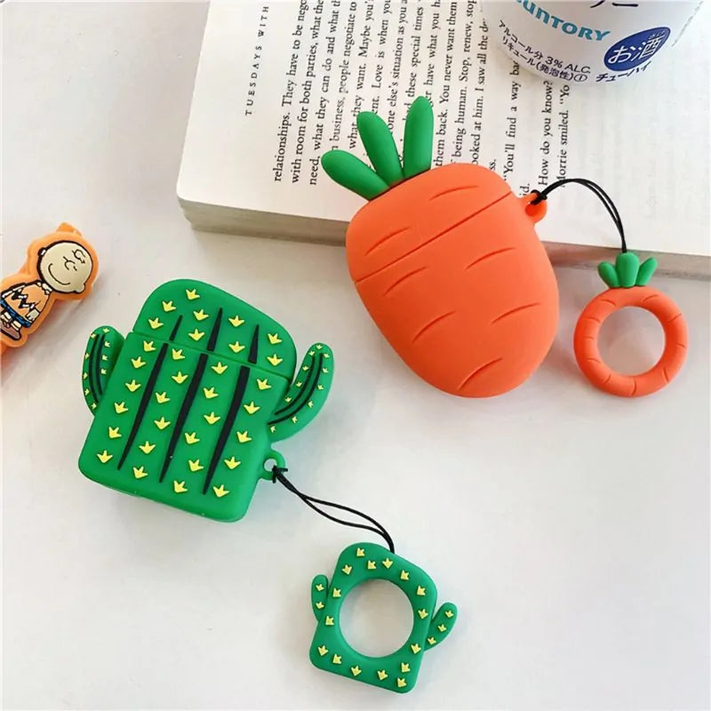 Funda de Silicona Carrot Cactus para AirPods – Funda Carrot Cactus, AirPods Case, Protección Divertida