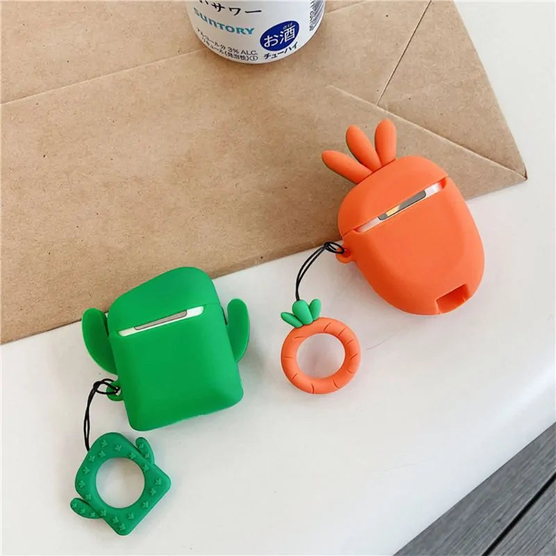 Funda de Silicona Carrot Cactus para AirPods – Funda Carrot Cactus, AirPods Case, Protección Divertida